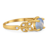 Round Natural Stone Leaf Design Ring