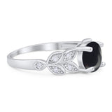 Round Natural Stone Leaf Design Ring