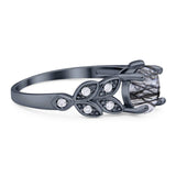 Round Natural Stone Leaf Design Ring