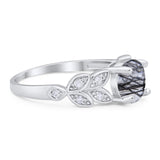 Round Natural Stone Leaf Design Ring