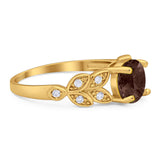 Round Natural Stone Leaf Design Ring