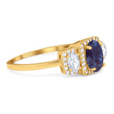 Three Stone Oval Natural Stone Trellis Ring