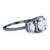 Three Stone Oval Natural Stone Trellis Ring