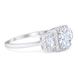 Three Stone Oval Natural Stone Trellis Ring