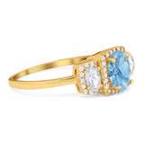 Three Stone Oval Natural Stone Trellis Ring