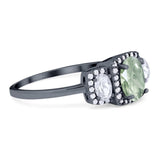 Three Stone Oval Natural Stone Trellis Ring