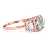 Three Stone Oval Natural Stone Trellis Ring