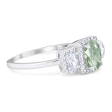 Three Stone Oval Natural Stone Trellis Ring