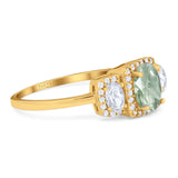 Three Stone Oval Natural Stone Trellis Ring