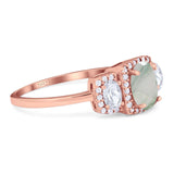 Three Stone Oval Natural Stone Trellis Ring