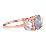 Three Stone Oval Natural Stone Trellis Ring