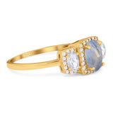 Three Stone Oval Natural Stone Trellis Ring