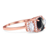 Three Stone Oval Natural Stone Trellis Ring