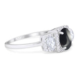 Three Stone Oval Natural Stone Trellis Ring