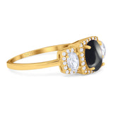 Three Stone Oval Natural Stone Trellis Ring