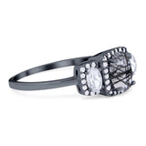 Three Stone Oval Natural Stone Trellis Ring