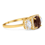 Three Stone Oval Natural Stone Trellis Ring