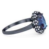 Art Deco Oval Natural Stone Floral Ring