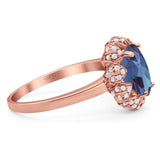 Art Deco Oval Natural Stone Floral Ring