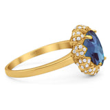 Art Deco Oval Natural Stone Floral Ring