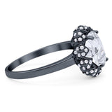 Art Deco Oval Natural Stone Floral Ring