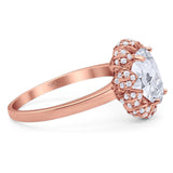 Art Deco Oval Natural Stone Floral Ring