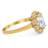 Art Deco Oval Natural Stone Floral Ring