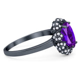 Art Deco Oval Natural Stone Floral Ring