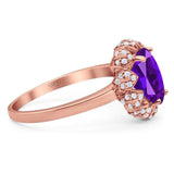 Art Deco Oval Natural Stone Floral Ring