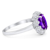 Art Deco Oval Natural Stone Floral Ring