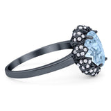 Art Deco Oval Natural Stone Floral Ring