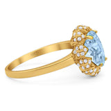 Art Deco Oval Natural Stone Floral Ring