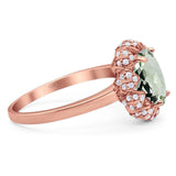 Art Deco Oval Natural Stone Floral Ring