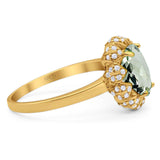 Art Deco Oval Natural Stone Floral Ring