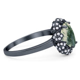 Art Deco Oval Natural Stone Floral Ring