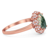 Art Deco Oval Natural Stone Floral Ring