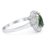 Art Deco Oval Natural Stone Floral Ring