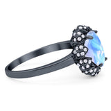 Art Deco Oval Natural Stone Floral Ring