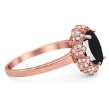 Art Deco Oval Natural Stone Floral Ring