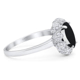 Art Deco Oval Natural Stone Floral Ring