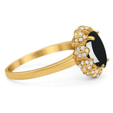 Art Deco Oval Natural Stone Floral Ring