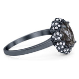 Art Deco Oval Natural Stone Floral Ring