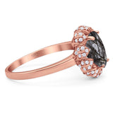 Art Deco Oval Natural Stone Floral Ring