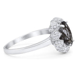 Art Deco Oval Natural Stone Floral Ring