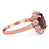 Art Deco Oval Natural Stone Floral Ring