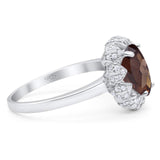 Art Deco Oval Natural Stone Floral Ring