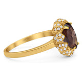 Art Deco Oval Natural Stone Floral Ring