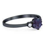 Art Deco Round Natural Stone Three Stone Ring