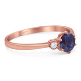 Art Deco Round Natural Stone Three Stone Ring