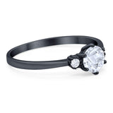 Art Deco Round Natural Stone Three Stone Ring